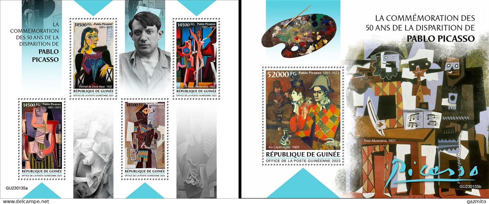 Guinea 2023, Art, Picasso, 4val In BF +BF - Togo (1960-...)