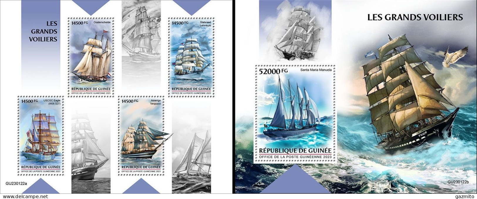 Guinea 2023, Tall Ships, 4val In BF +BF - Togo (1960-...)