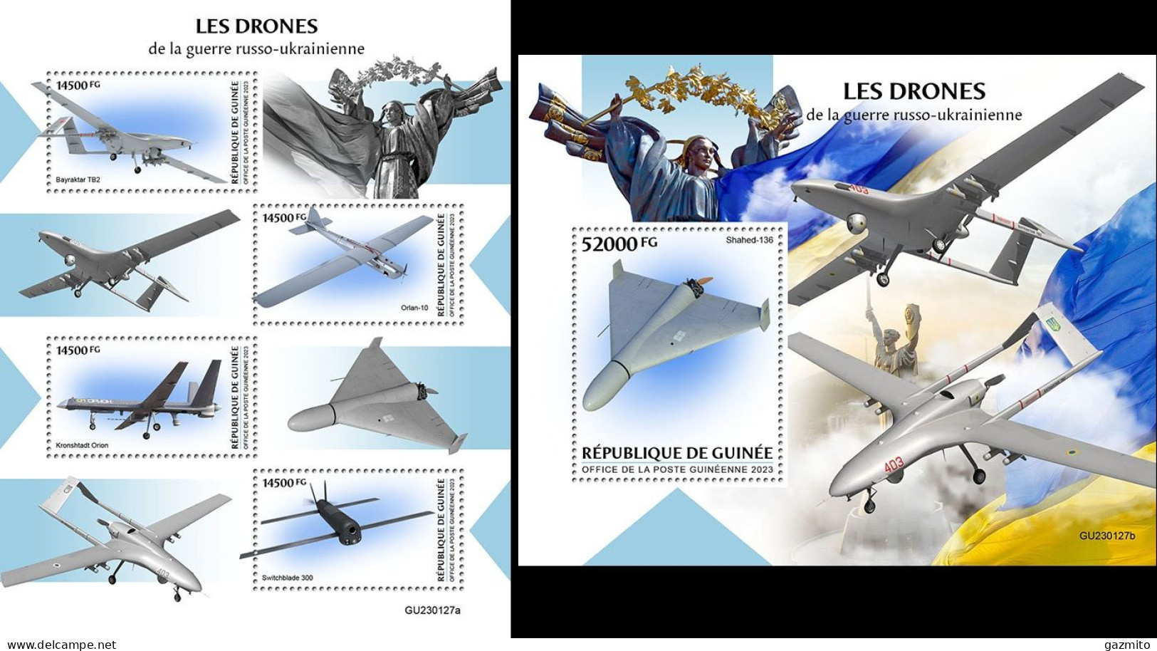 Guinea 2023, War Drone, 4val In BF +BF - Togo (1960-...)