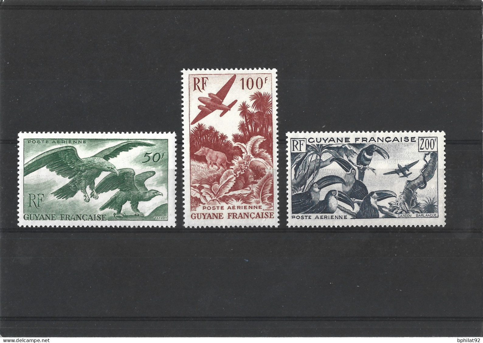 !!! PA GUYANE FRANÇAISE, DE 1947, N°35/37* - Storia Postale