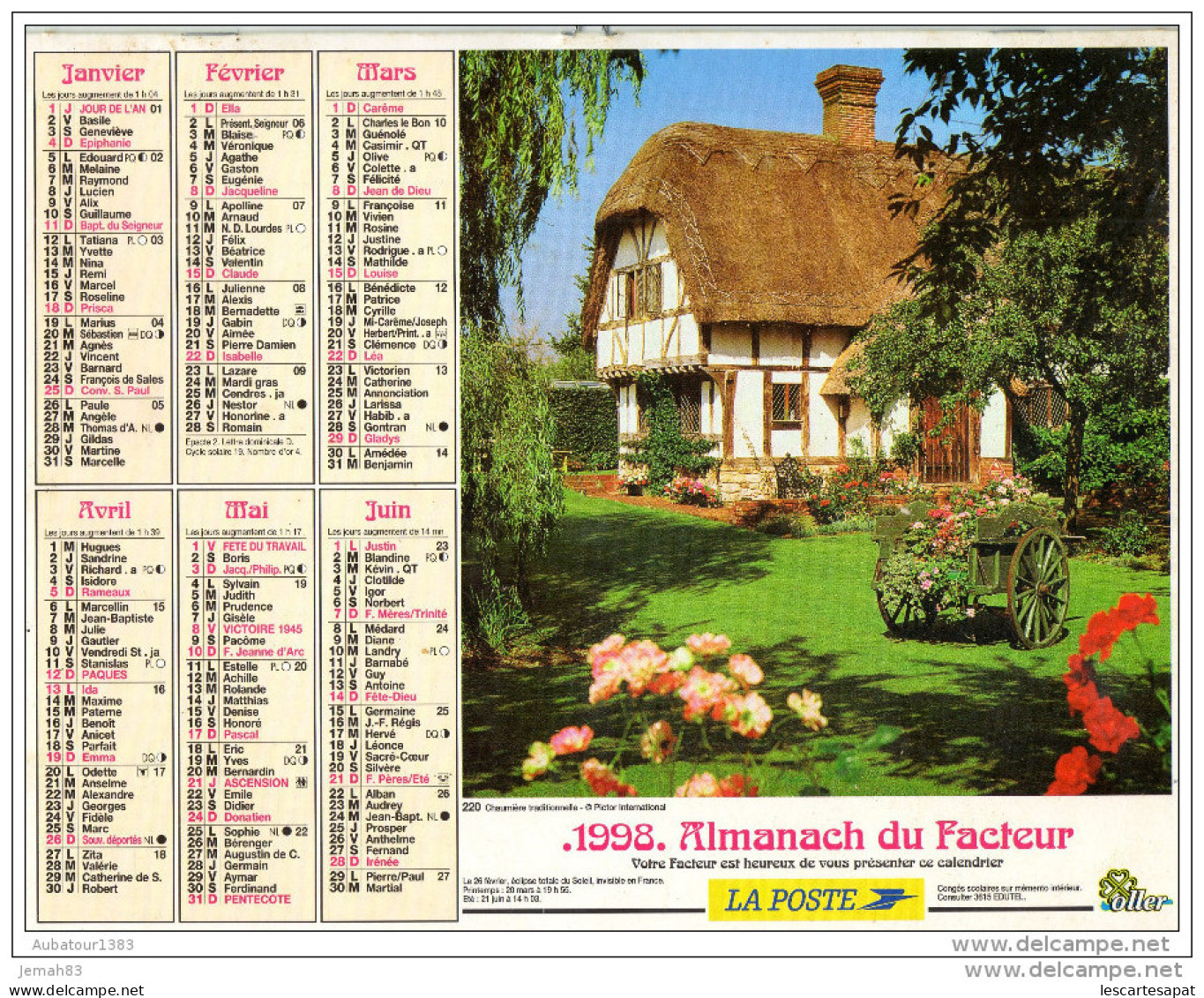 CALENDRIER L ALMANACH DU FACTEUR 1998 - Grand Format : 1991-00