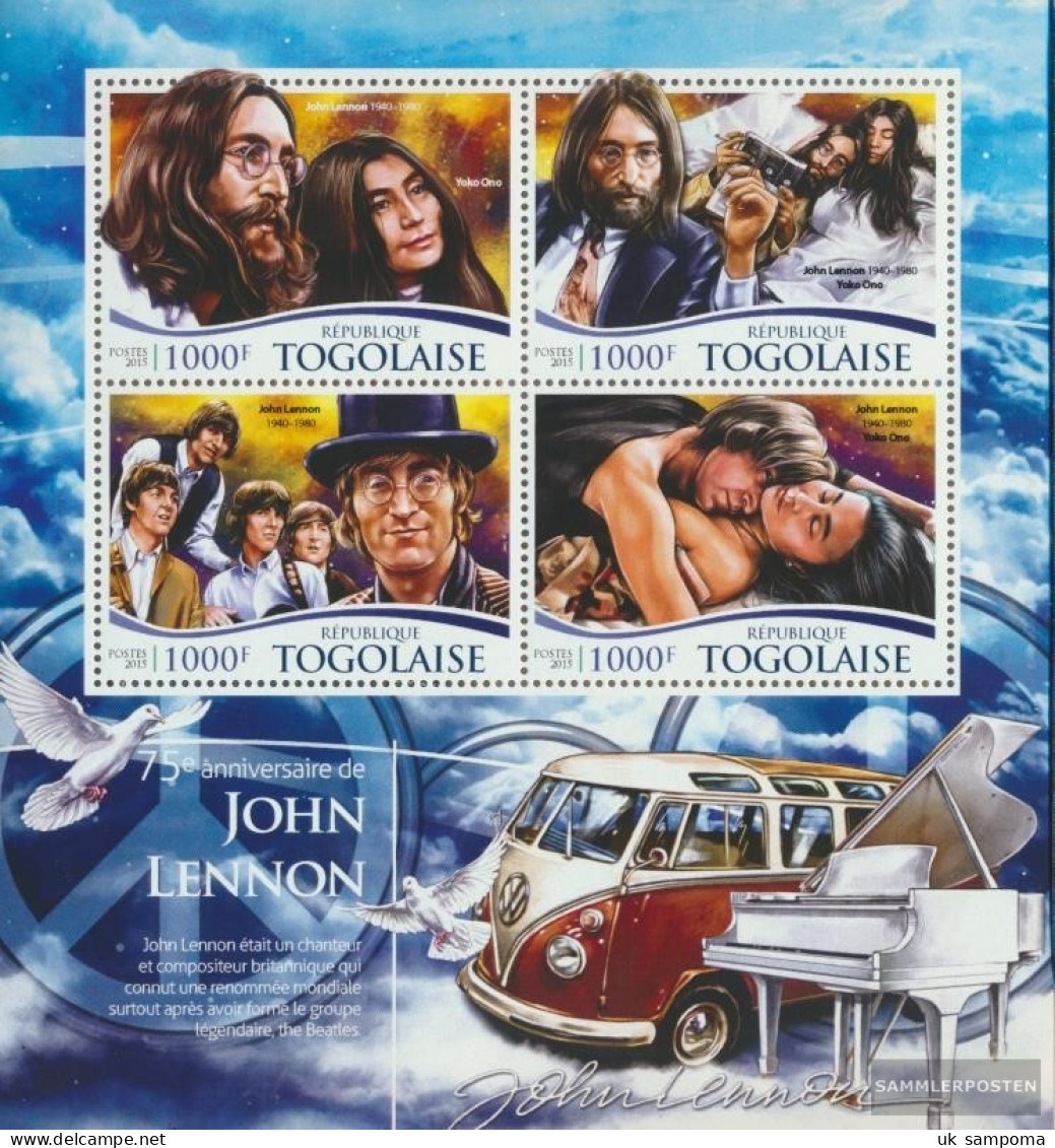 Togo 6829-6832 Sheetlet (complete. Issue) Unmounted Mint / Never Hinged 2015 John Lennon - Togo (1960-...)