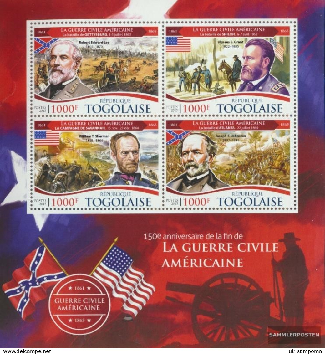 Togo 6814-6817 Sheetlet (complete. Issue) Unmounted Mint / Never Hinged 2015 American Civil War - Togo (1960-...)