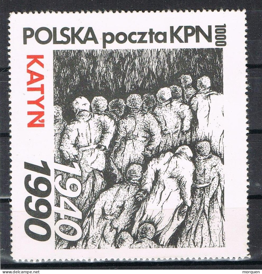 Sello Viñeta Label POLSKA, Polonia Solidaridad Masacre De KATYN 1940, Por Ejercito Ruso * - Errors & Oddities