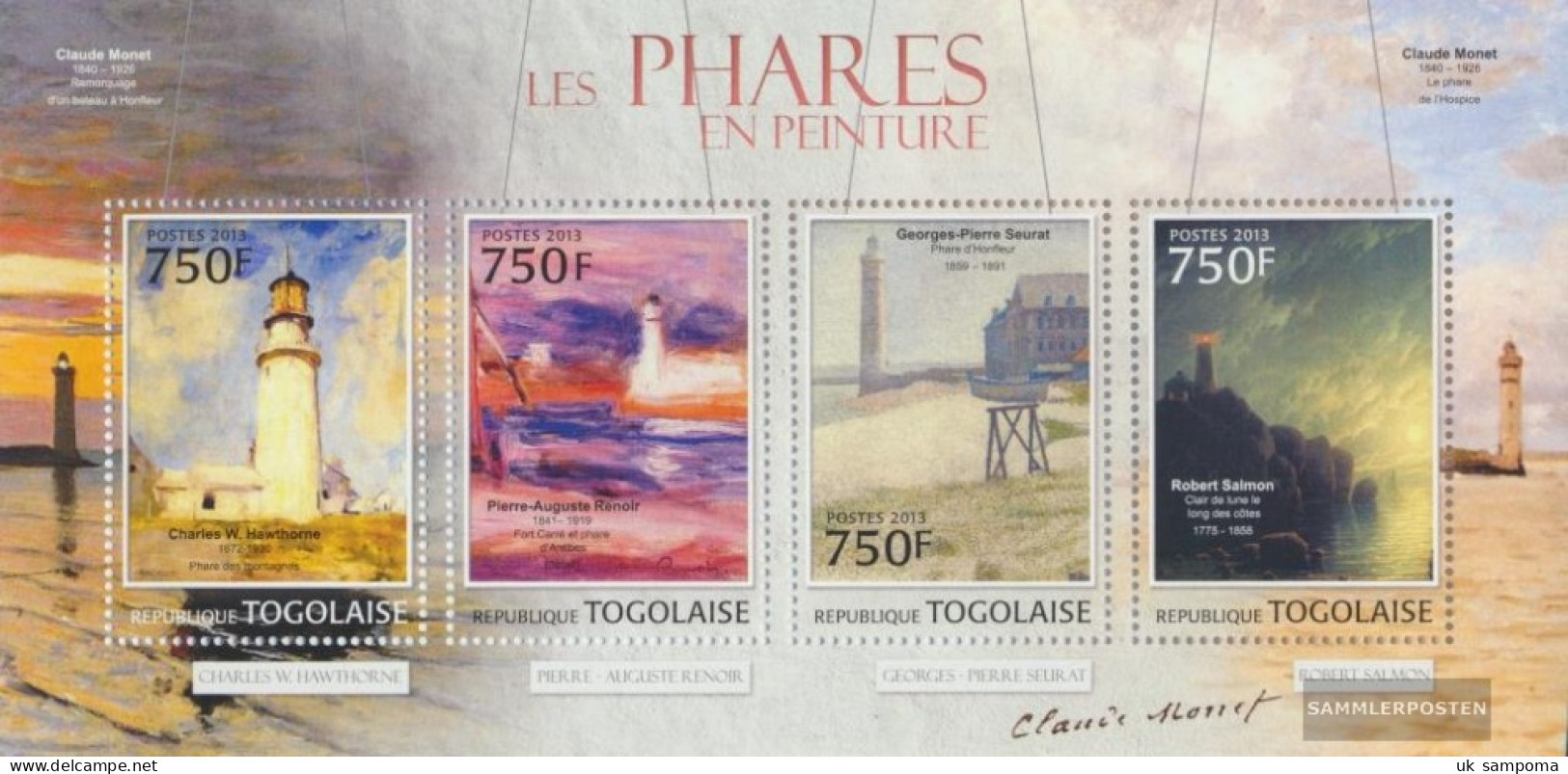 Togo 4746-4749 Sheetlet (complete. Issue) Unmounted Mint / Never Hinged 2013 Lighthouses In The Painting - Togo (1960-...)