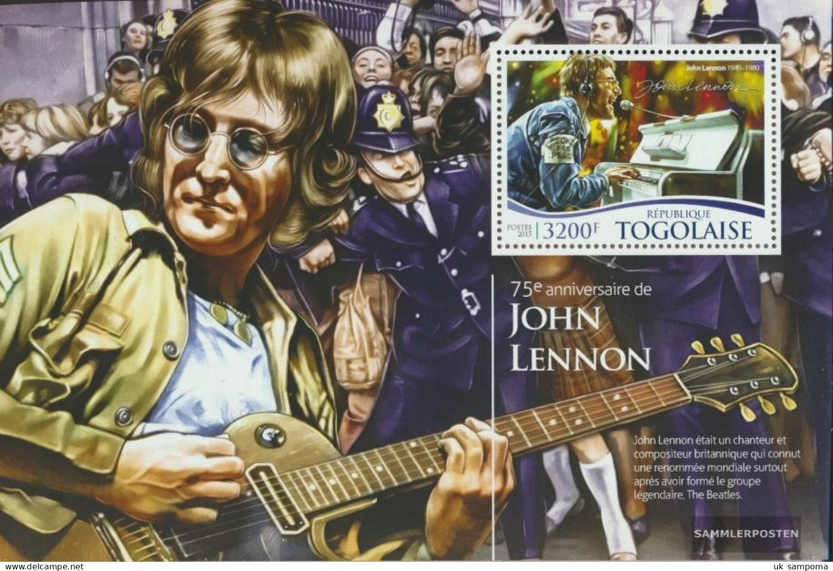 Togo Miniature Sheet 1182 (complete. Issue) Unmounted Mint / Never Hinged 2015 John Lennon - Togo (1960-...)