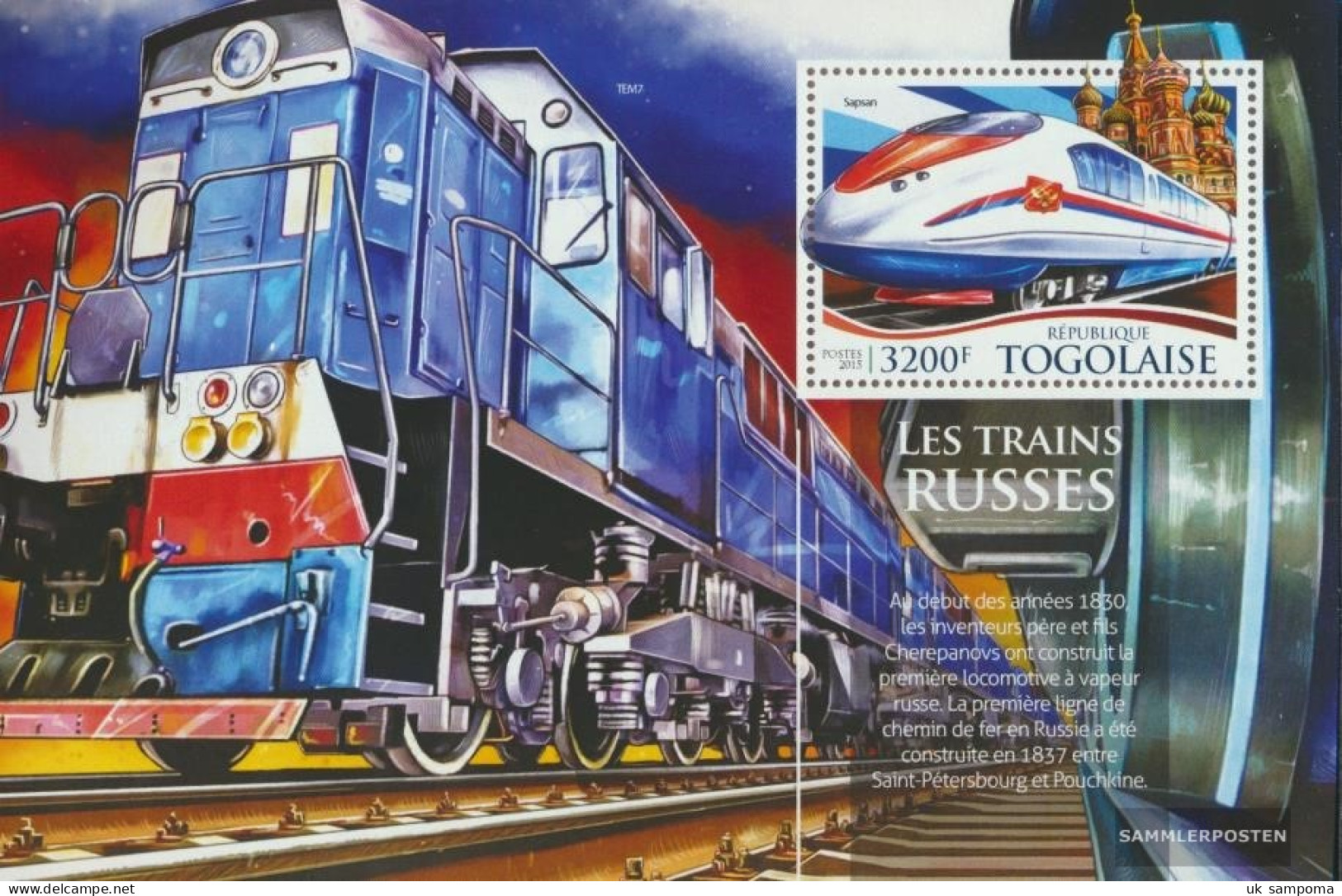Togo Miniature Sheet 1174 (complete. Issue) Unmounted Mint / Never Hinged 2015 Russian Trains - Togo (1960-...)