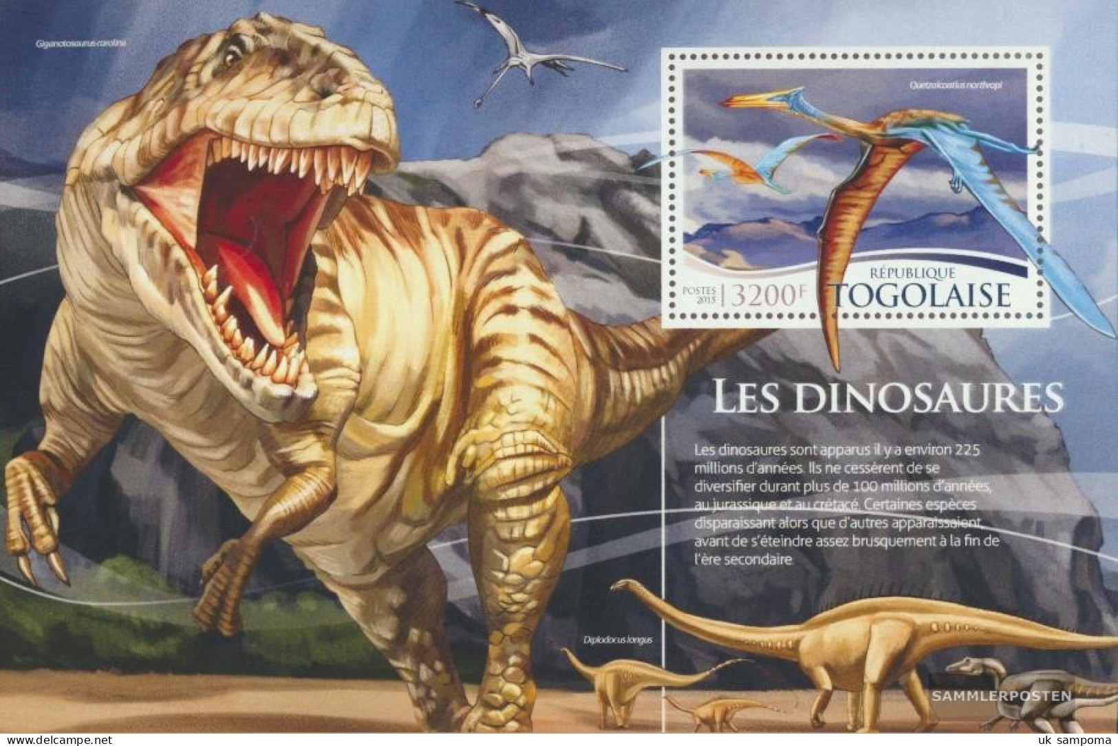 Togo Miniature Sheet 1168 (complete. Issue) Unmounted Mint / Never Hinged 2015 Dinosaurs - Togo (1960-...)