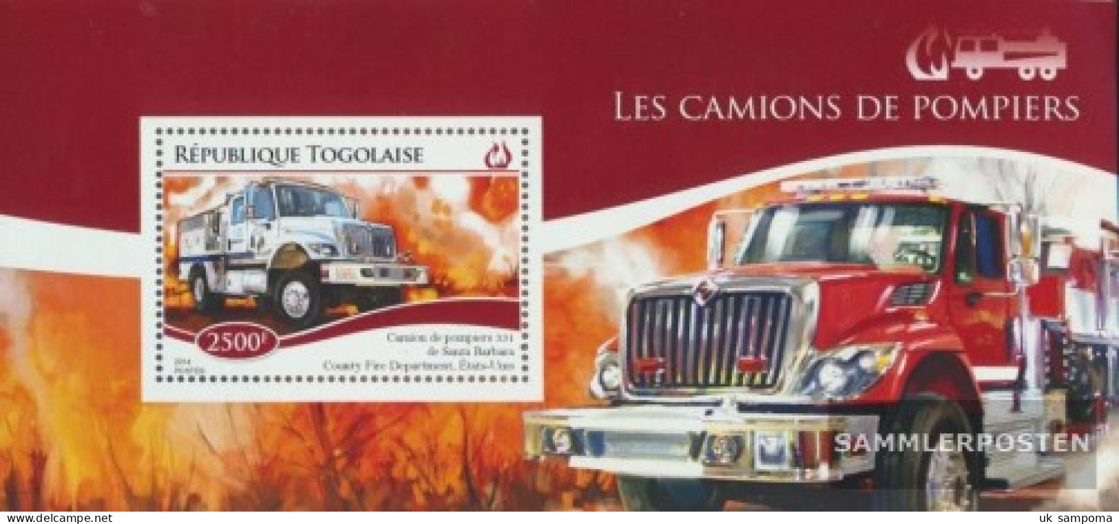 Togo Miniature Sheet 1108 (complete. Issue) Unmounted Mint / Never Hinged 2014 Fire Truck - Togo (1960-...)