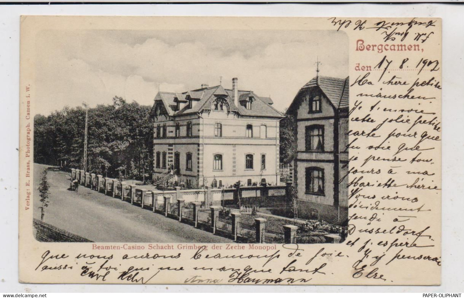 4709 BERGKAMEN, Beamten - Casino Schacht Grimberg Der Zeche Monopol, 1902 - Unna