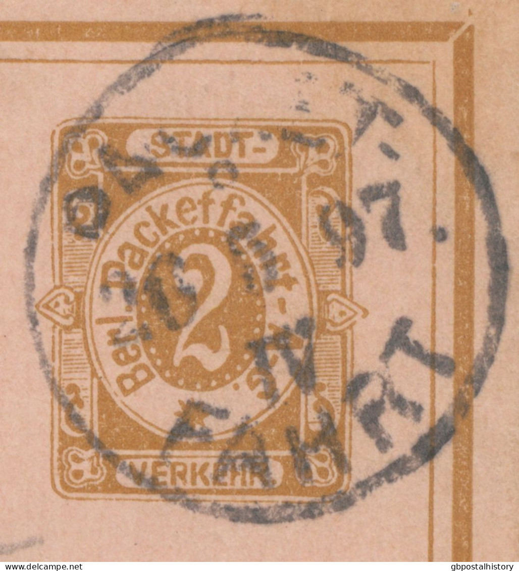 BERLIN 1897 BERLIN Packetfahrtkarte 2 Pf GA-Postkarte Der Beliner Packertfahrt AG Mit K1 „PACKET-FAHRT“, Selten - Postales Privados - Usados