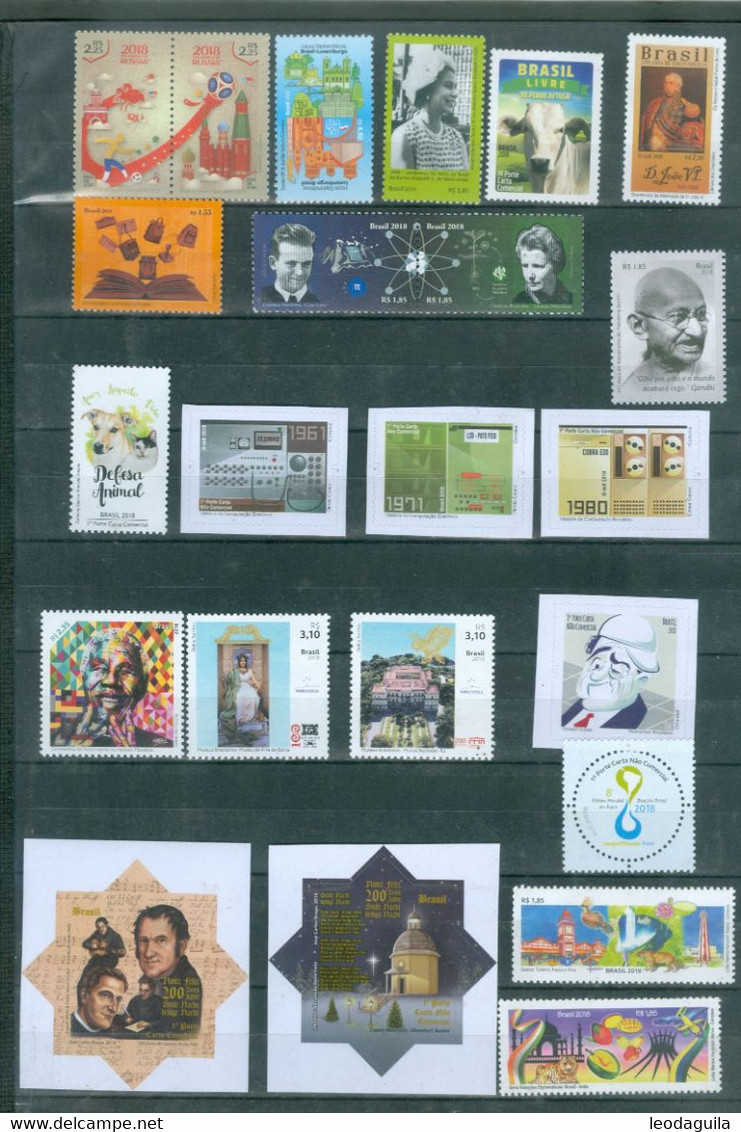 BRAZIL 2018  -  YEAR COLLECTION OF 2018 - 62 COMMEMORATIVES ISSUES - ASSEMBLED BY POST OFFICE - 6 SCANS  -  MINT - Volledig Jaar