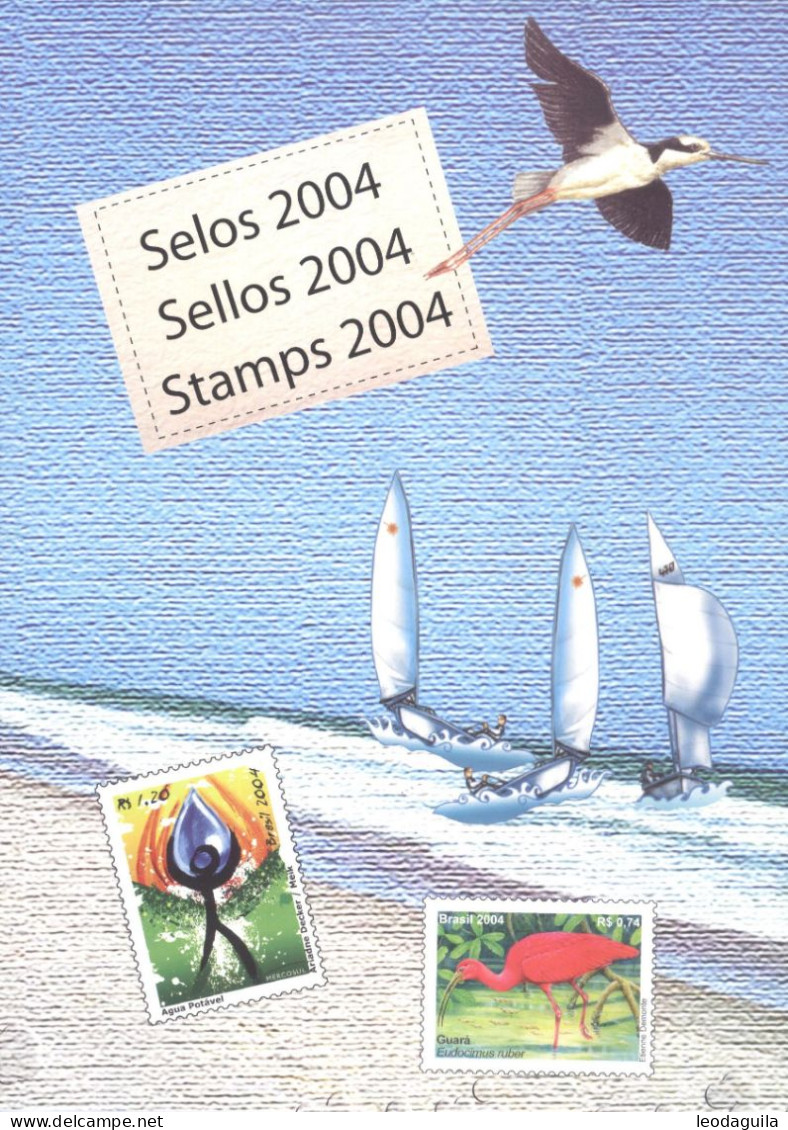BRAZIL 2004  FULL YEAR COLLECTION  - 37 COMMEMORATIVES STAMPS + 5 REGULAR + 2 MINI SHEETS   -  MINT - Annate Complete