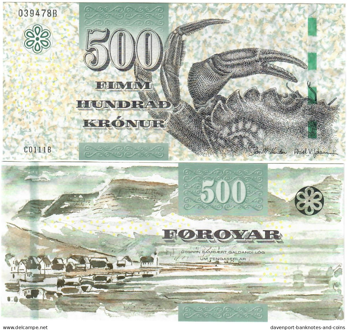 Faroe Islands 500 Kronur 2011 UNC - Faeroër