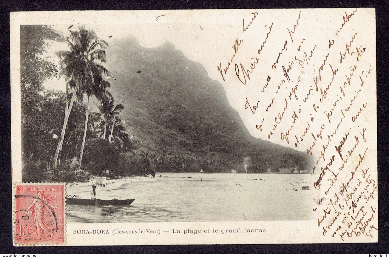 CPA POLYNESIE FRANCAISE - BORA BORA - LA PLAGE ET LE GRAND MORNE - Polynésie Française