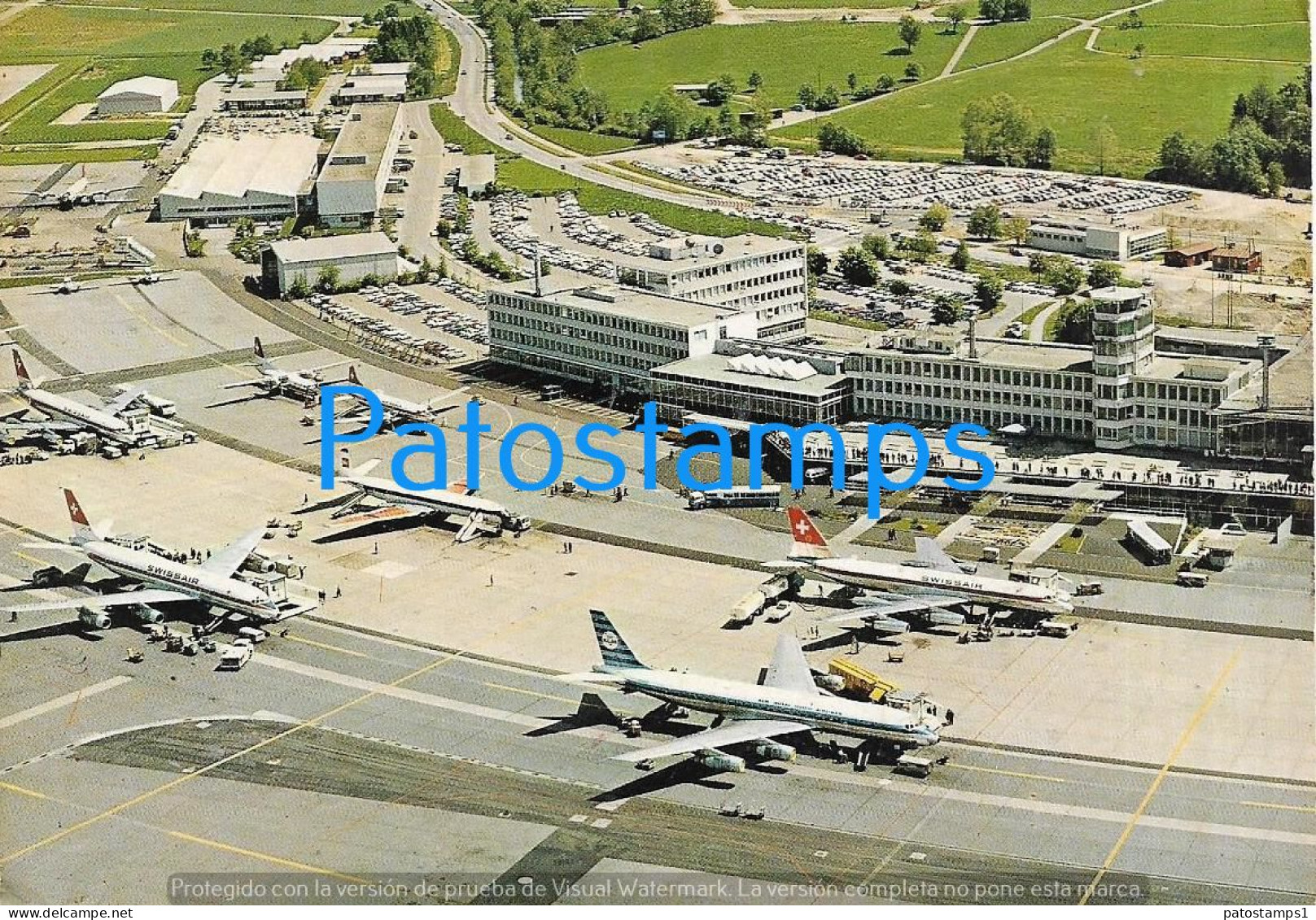 210196 SWITZERLAND ZÜRICH AIRPORT AVIATION VIEW PARTIAL POSTAL POSTCARD - Port