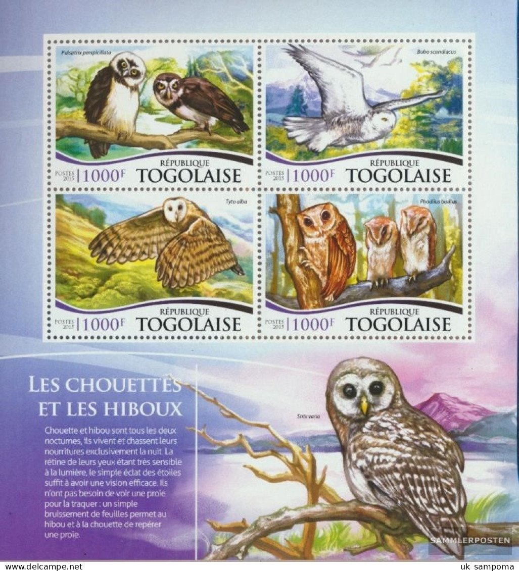 Togo 6769-6772 Sheetlet (complete. Issue) Unmounted Mint / Never Hinged 2015 Owls - Togo (1960-...)