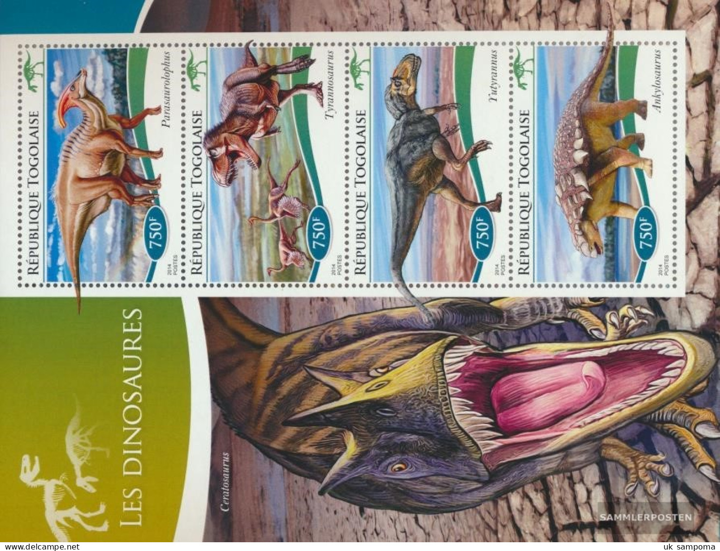 Togo 6406-6409 Sheetlet (complete. Issue) Unmounted Mint / Never Hinged 2014 Dinosaurs - Togo (1960-...)