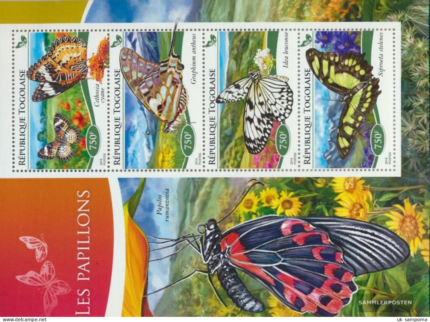 Togo 6401-6404 Sheetlet (complete. Issue) Unmounted Mint / Never Hinged 2014 Butterflies - Togo (1960-...)