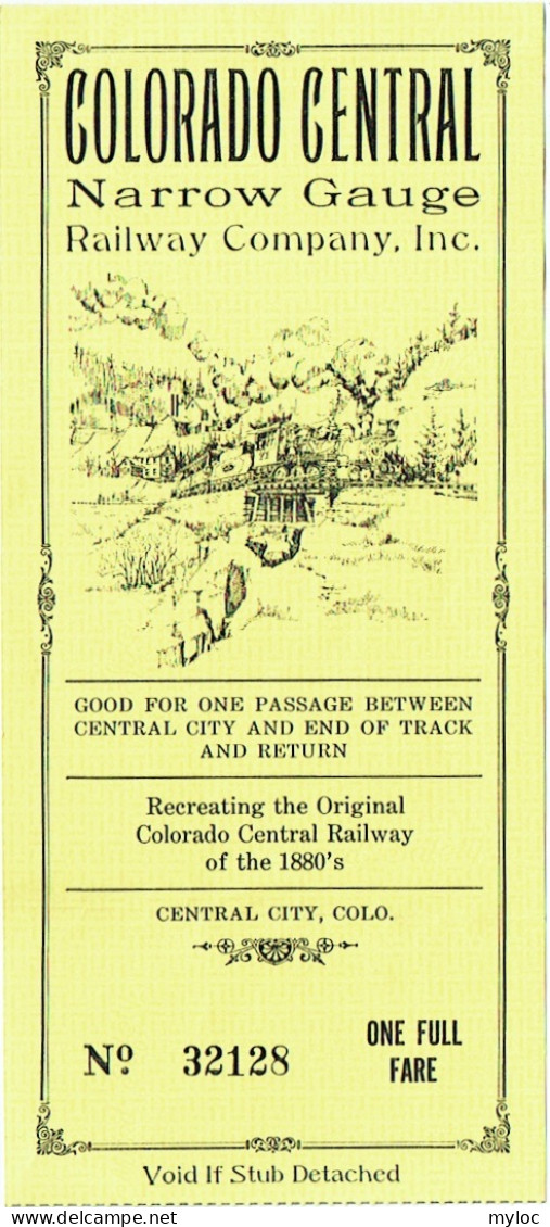 Ticket Train. Colorado Central. Railway Company.  - Mundo