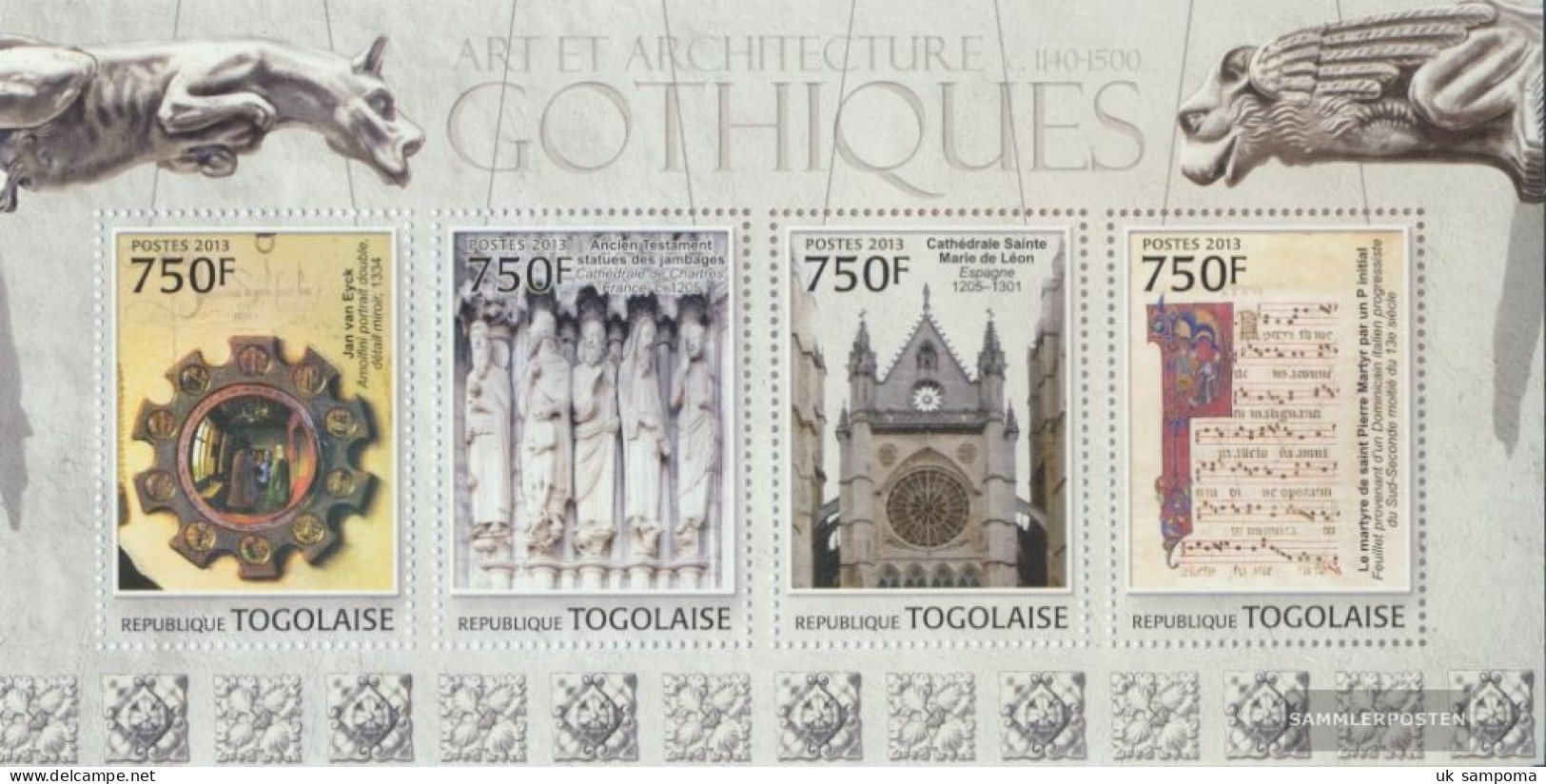 Togo 4691-4694 Sheetlet (complete. Issue) Unmounted Mint / Never Hinged 2013 Gothic Art And Architecture - Togo (1960-...)