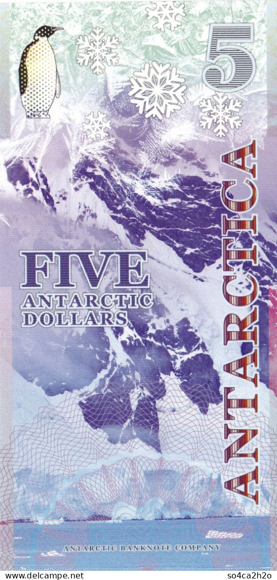 Antarctica 5 Dollars 14 Décembre 2020 Otarie UNC  POLYMER  Emission Privée - Specimen