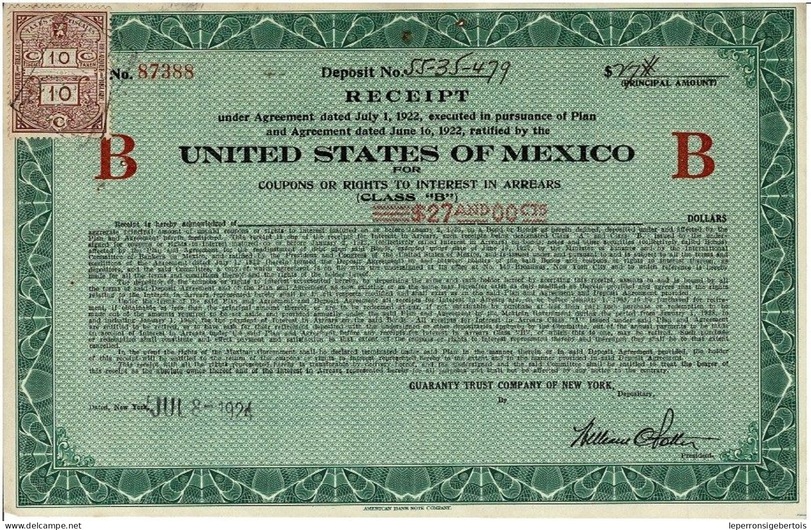 - Titres De 1924 - Lot De 3 United States Of Mexico - Etats Unis Du Mexique - - M - O