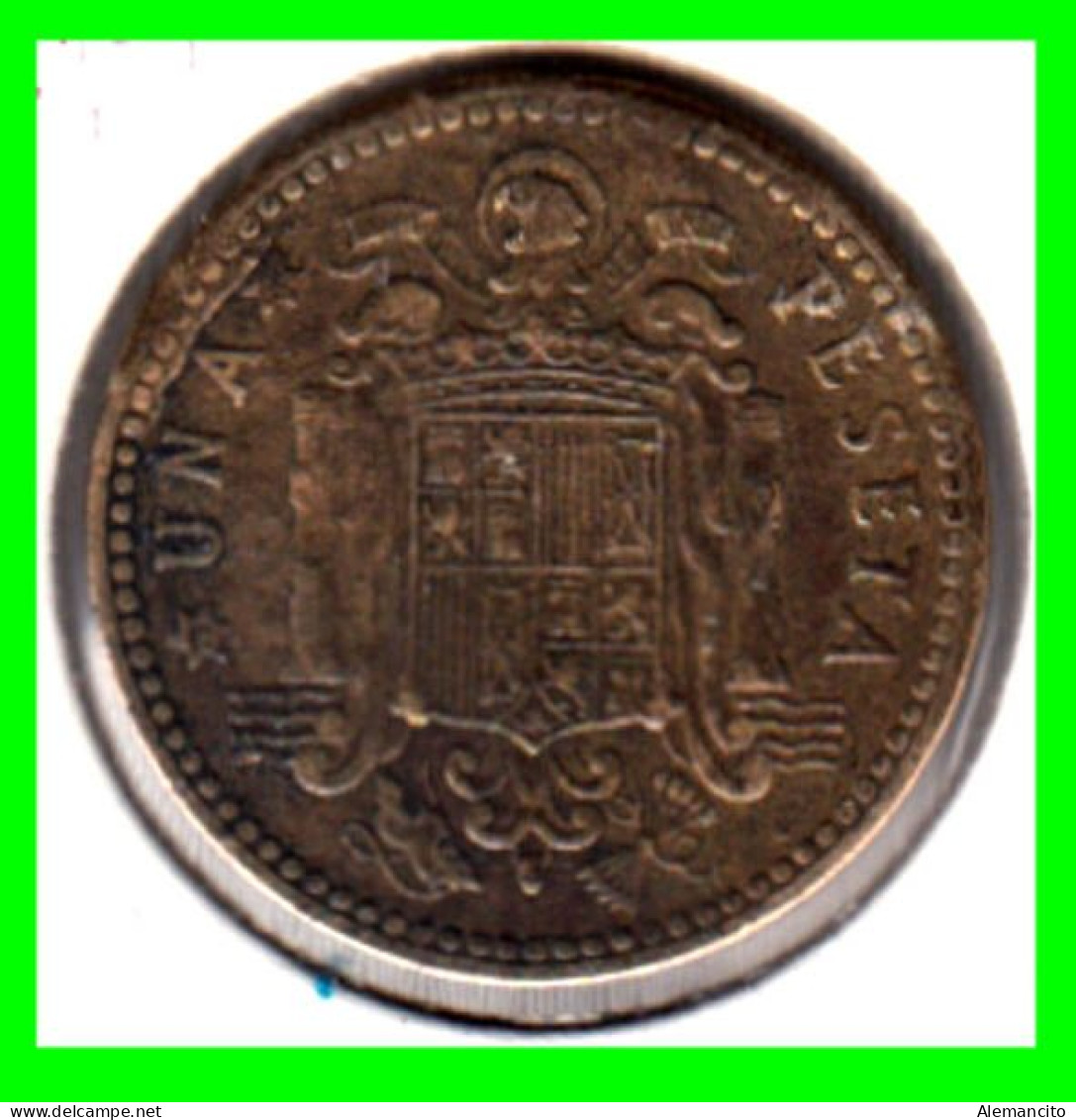 ESPAÑA ( EUROPA ) MONEDA DE 1 PESETA AÑO 1947 DEL CAUDILLO DE ESPAÑA GENERAL FRANCO ESTRELLAS ** 19 - 49 ** - 1 Peseta