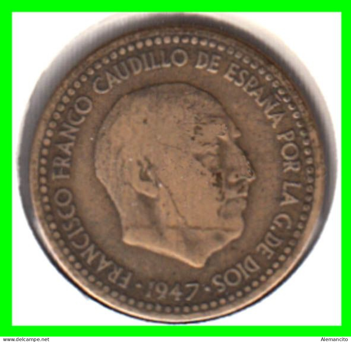 ESPAÑA ( EUROPA ) MONEDA DE 1 PESETA AÑO 1947 DEL CAUDILLO DE ESPAÑA GENERAL FRANCO ESTRELLAS ---- - 1 Peseta