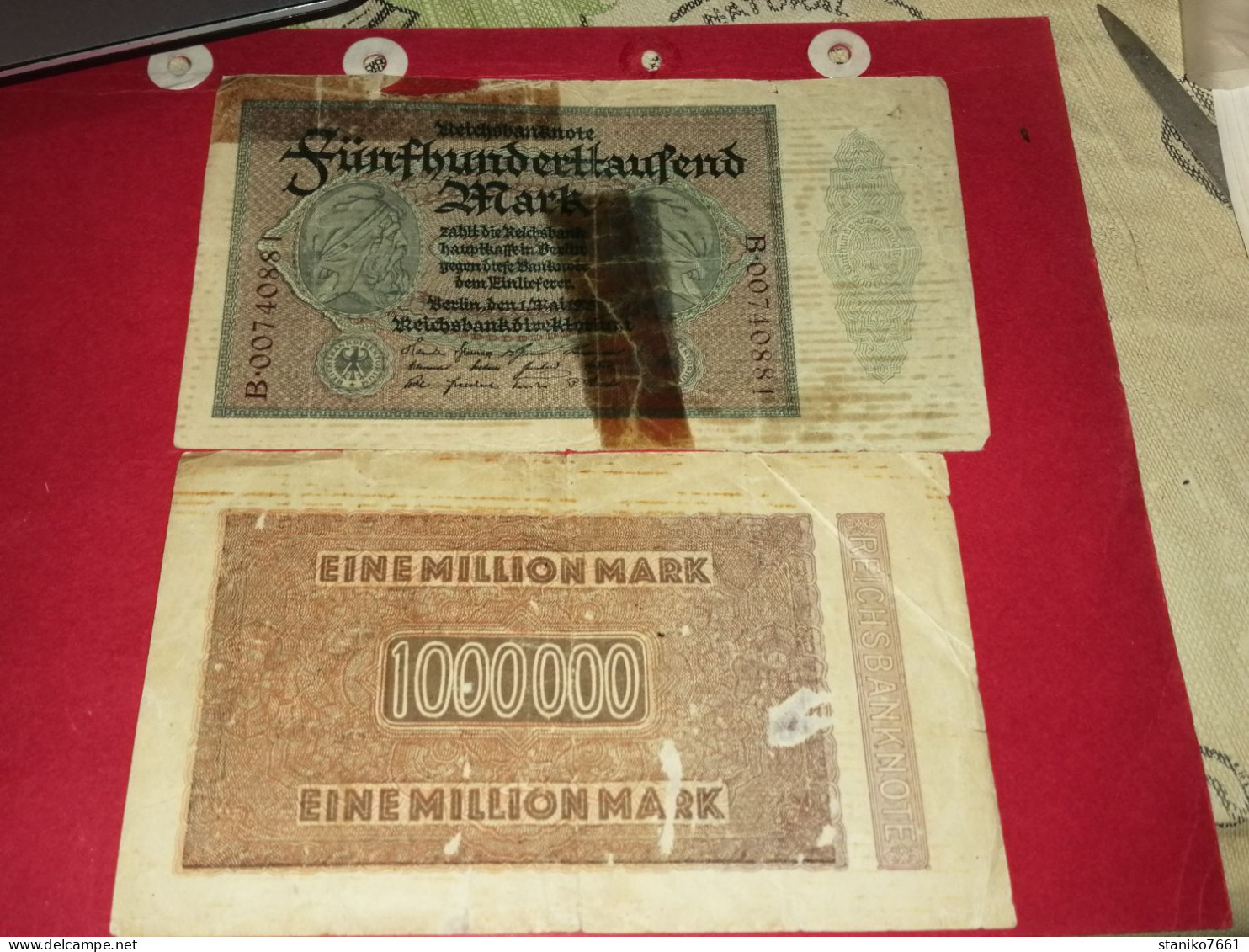 2 BILLETS Allemagne 1000000 ET 500000 Mark 1923 Voir Photos - 2 Millionen Mark