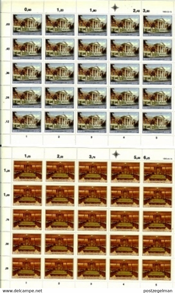 RSA, 1985, MNH, 25 Stamp(s) On Full Sheet(s), Parliament Building, Michell Nr(s).  670-673, Scannr. F2513 - Neufs