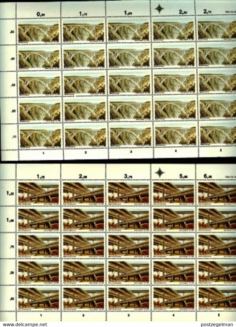 RSA, 1984, MNH, 25 Stamp(s) On Full Sheet(s), Bridges, Michell Nr(s).  651-654, Scannr. F2508 - Nuovi