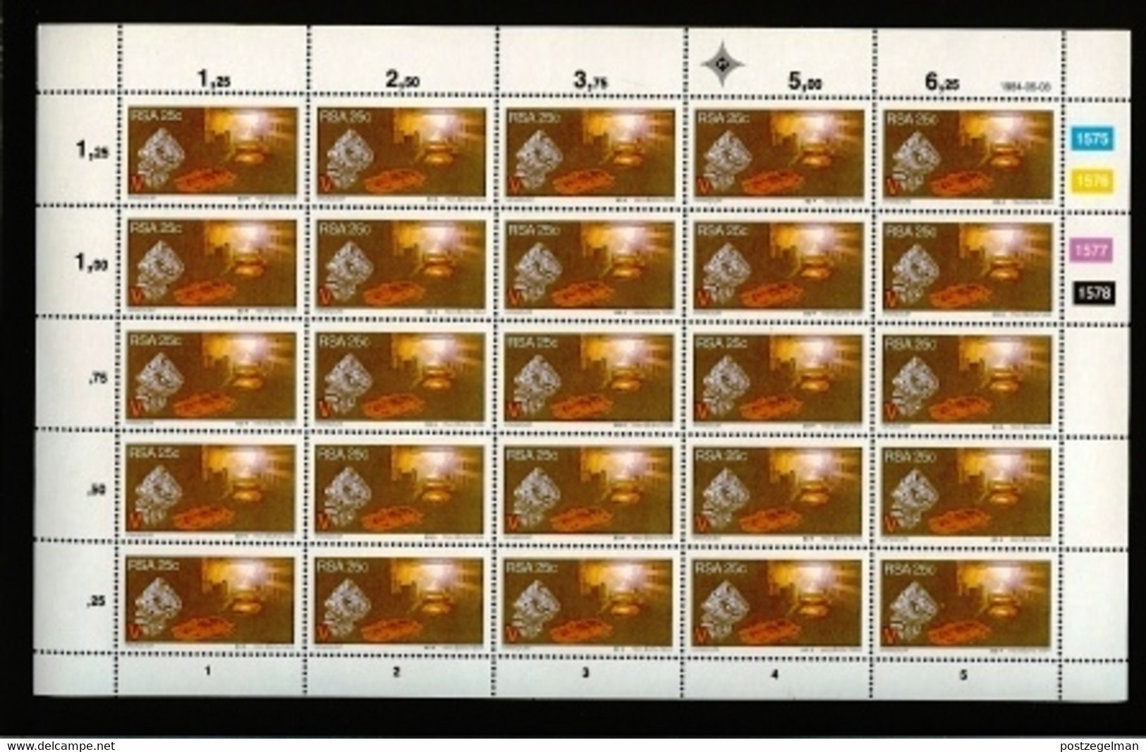 RSA, 1984, MNH, 25 Stamp(s) On Full Sheet(s), Minerals, Michell Nr(s).  647-650, Scannr. F2507 - Ungebraucht