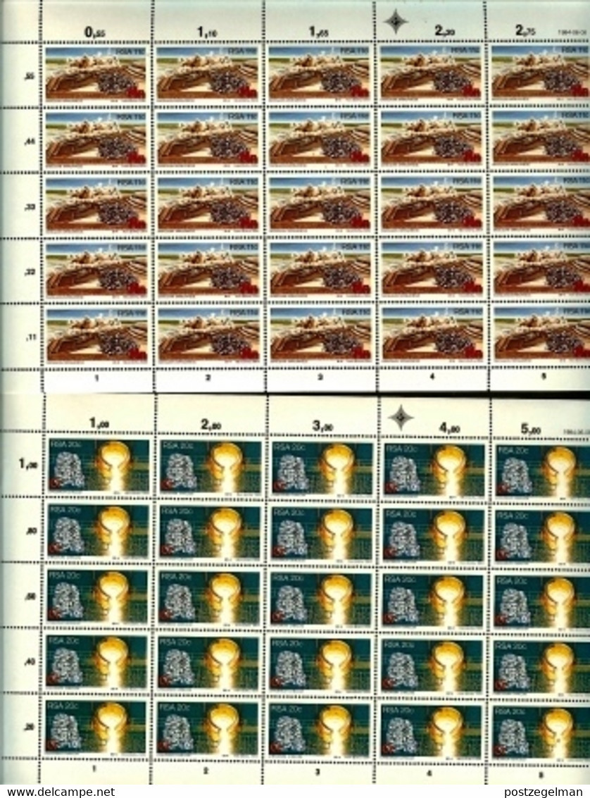 RSA, 1984, MNH, 25 Stamp(s) On Full Sheet(s), Minerals, Michell Nr(s).  647-650, Scannr. F2507 - Nuovi