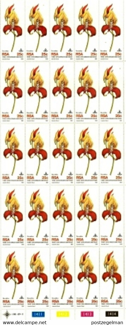 RSA, 1981, MNH, 25 Stamp(s) On Full Sheet(s) , Orchid Conference , Michel Nr(s).  590-593 Scannr. F2573 - Nuevos