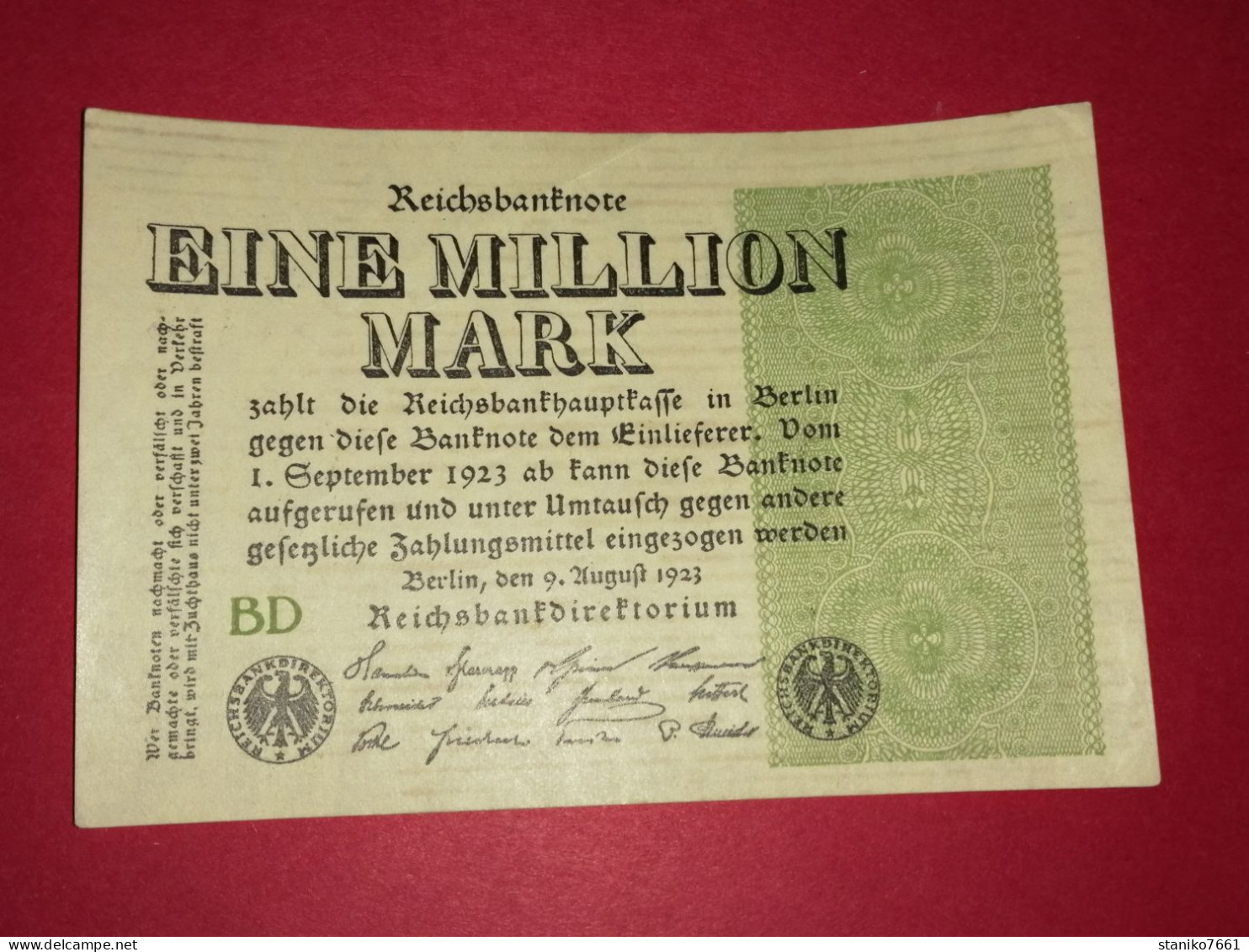 BILLETS Allemagne 1000000 Mark 1923 COMME NEUF Voir Photos - 1 Mio. Mark