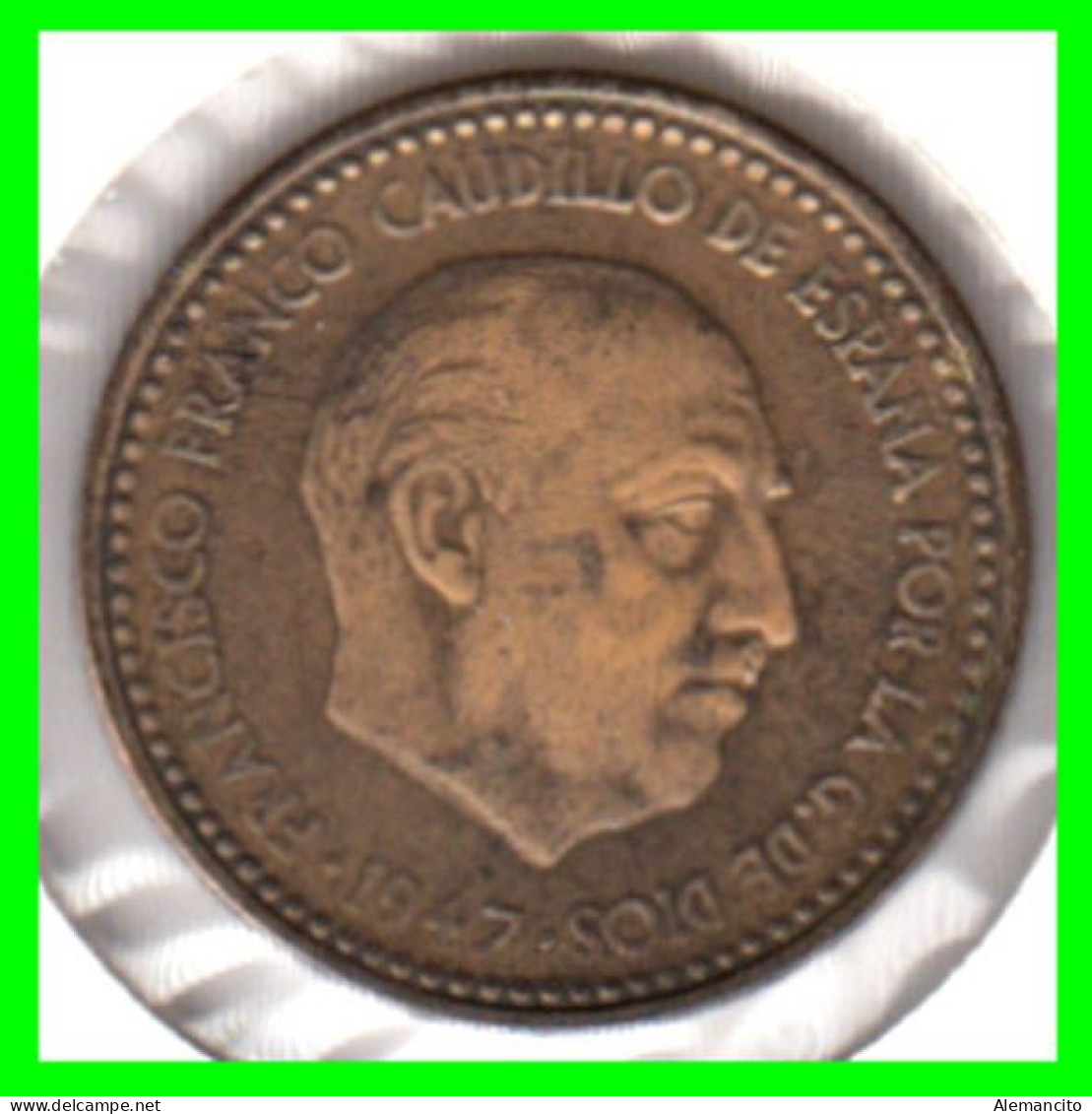 ESPAÑA ( EUROPA ) MONEDA DE 1 PESETA AÑO 1947 DEL CAUDILLO DE ESPAÑA GENERAL FRANCO ESTRELLAS ** 19 - 53 ** - 1 Peseta