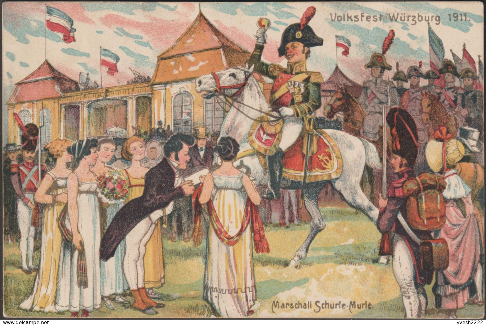 Bavière 1911. Entier Postal Timbré Sur Commande. Fête Populaire De Wurtzbourg. Soldat à Cheval, Verre De Vin, Napoléon - Napoléon