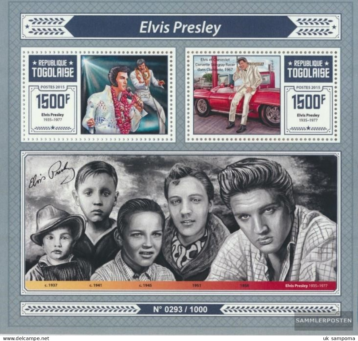 Togo Miniature Sheet 1246 (complete. Issue) Unmounted Mint / Never Hinged 2015 Elvis Presley - Togo (1960-...)