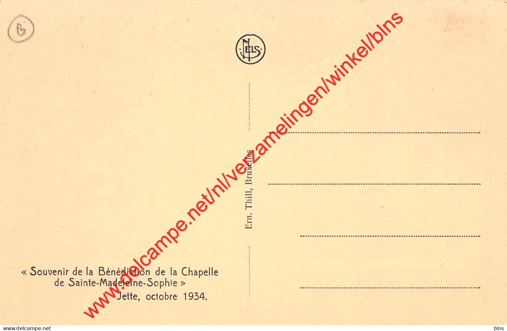 1934 - Souvenir De La Bénédiction De La Chapelle De Sainte-Madeleine-Sophie - Jette - Jette