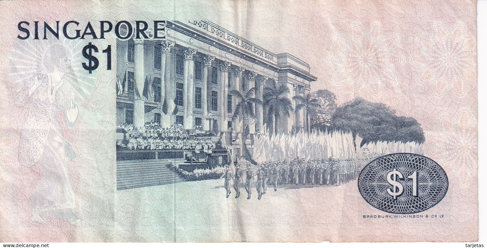 BILLETE DE SINGAPORE DE 1 DOLLAR DEL AÑO 1976 (BANKNOTE) PAJARO-BIRD - Singapur