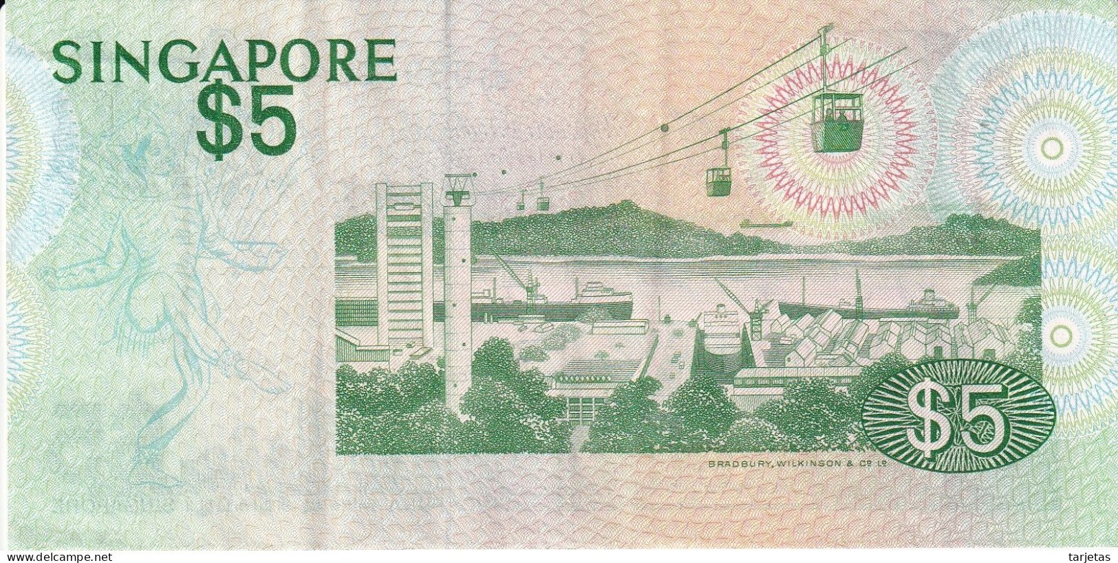 BILLETE DE SINGAPORE DE 5 DOLLARS DEL AÑO 1976 (BANKNOTE) PAJARO-BIRD - Singapore