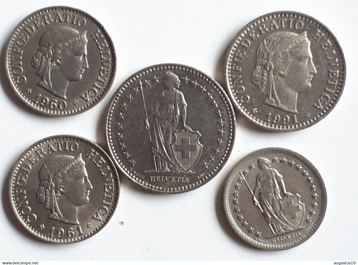 5 X ZWITSERLAND /Suisse :10 Rappen 1960&61 / 20 Rappen& 1 Franc 1991 / 1/2 Franc 1968 - Autres & Non Classés