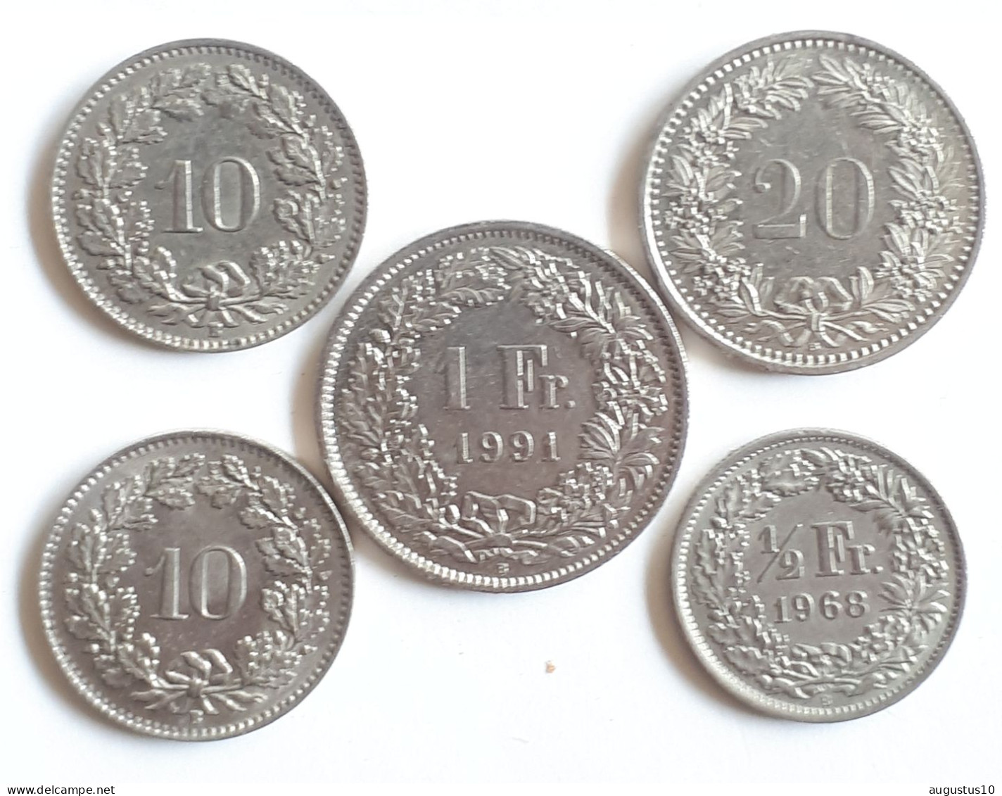 5 X ZWITSERLAND /Suisse :10 Rappen 1960&61 / 20 Rappen& 1 Franc 1991 / 1/2 Franc 1968 - Autres & Non Classés