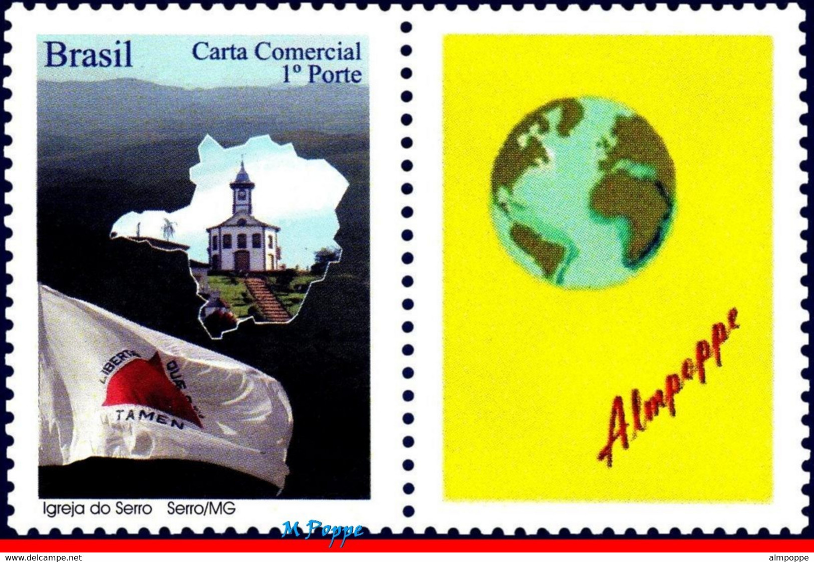 Ref. BR-3092-93-2 BRAZIL 2009 FLAGS, MINAS GERAIS VE + HO,, CHURCHES, PERSONALIZED MNH 2V Sc# 3092-3093 - Personnalisés