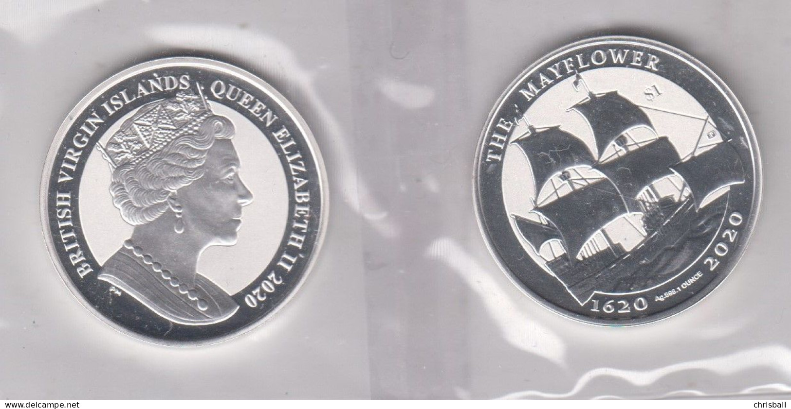 British Virgin Islands Silver 'The Mayflower' 1oz Coin - Islas Vírgenes Británicas