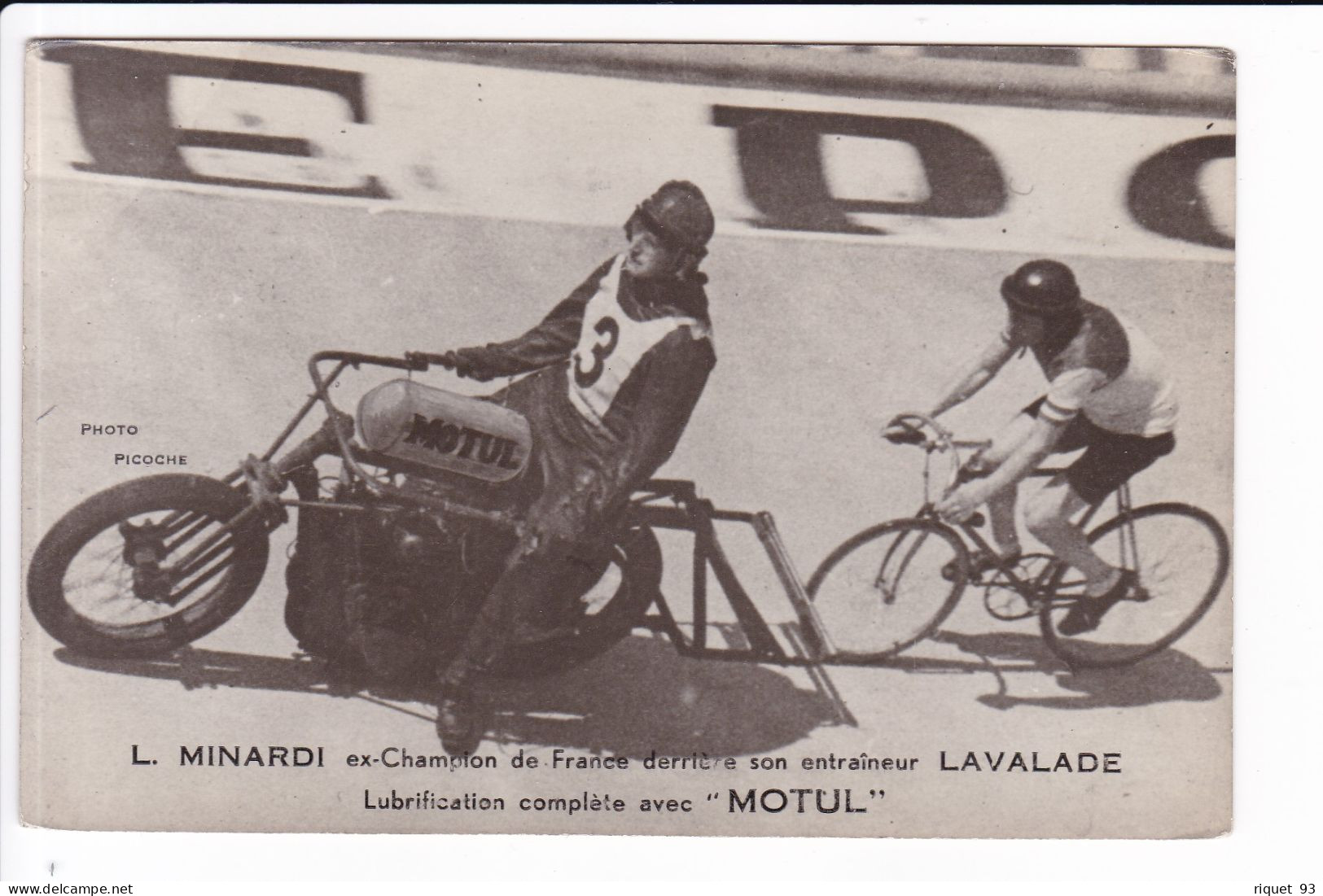 L.MINARDI Ex-Champion De France Derrière Son Entraîneur LAVALADE - Lubrification Complète Avec "MOTUL" - Cycling