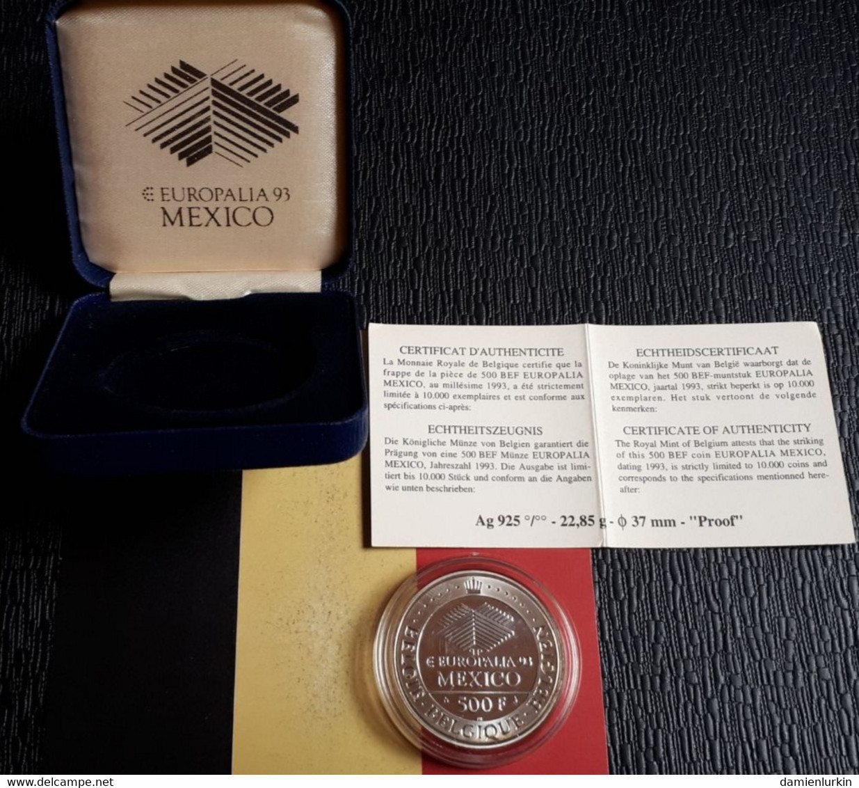 --PROMO 40€-- BELGIQUE 500 FRANCS QP EUROPALIA MEXICO 1993 QUALITY PROOF IN CAPSULE BOX + CERTIFICAT  ! LIRE DESCRIPTIF - 500 & 5000 Francs (oro)