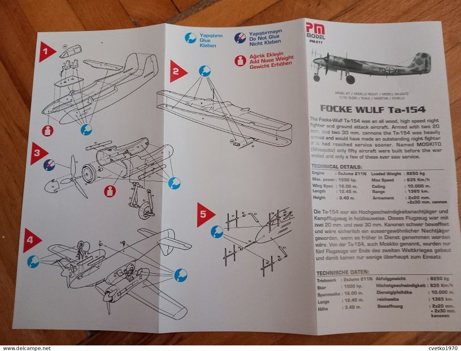 Focke Wulf Ta-154 Moskito, 1/72, PM Model Turkey (free international shipping)