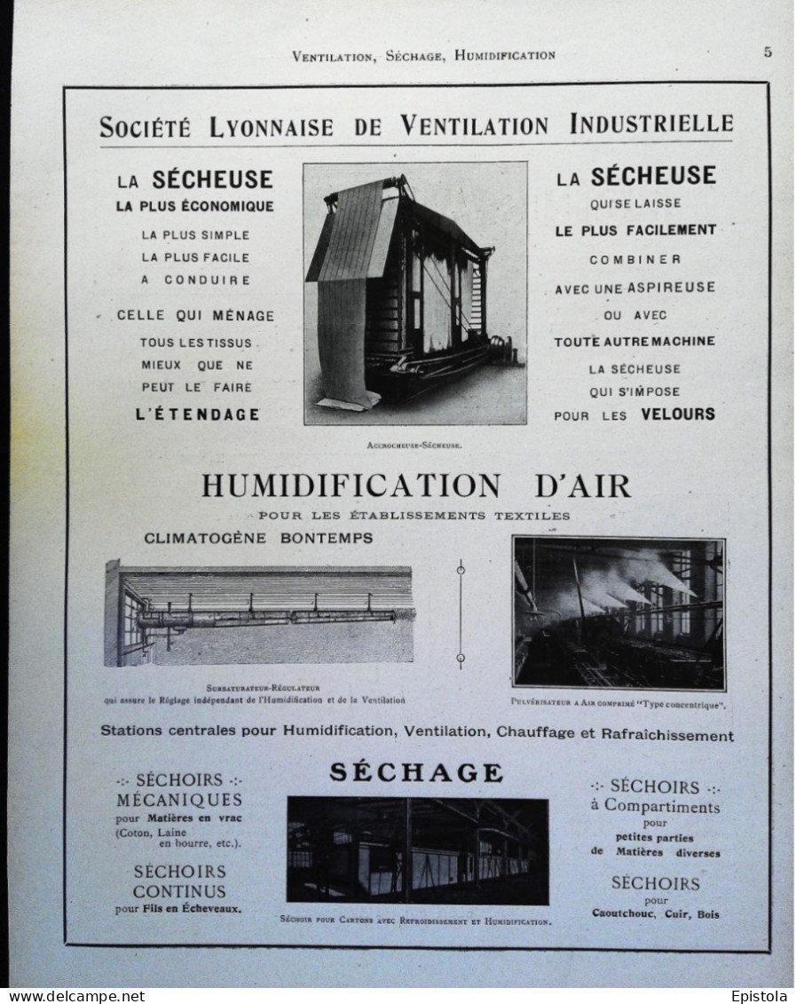 ► SECHEUSE INDUSTRIELLE Sté Lyonnaise De Ventilation LYON VILLEURBANNE  Page Catalogue Technique 1928  (Env 22 X 30 Cm) - Tools